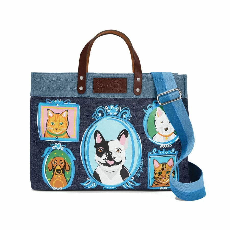 Handbags Brighton Crossbodies | Fur Family East West Denim Denim Tote Multi