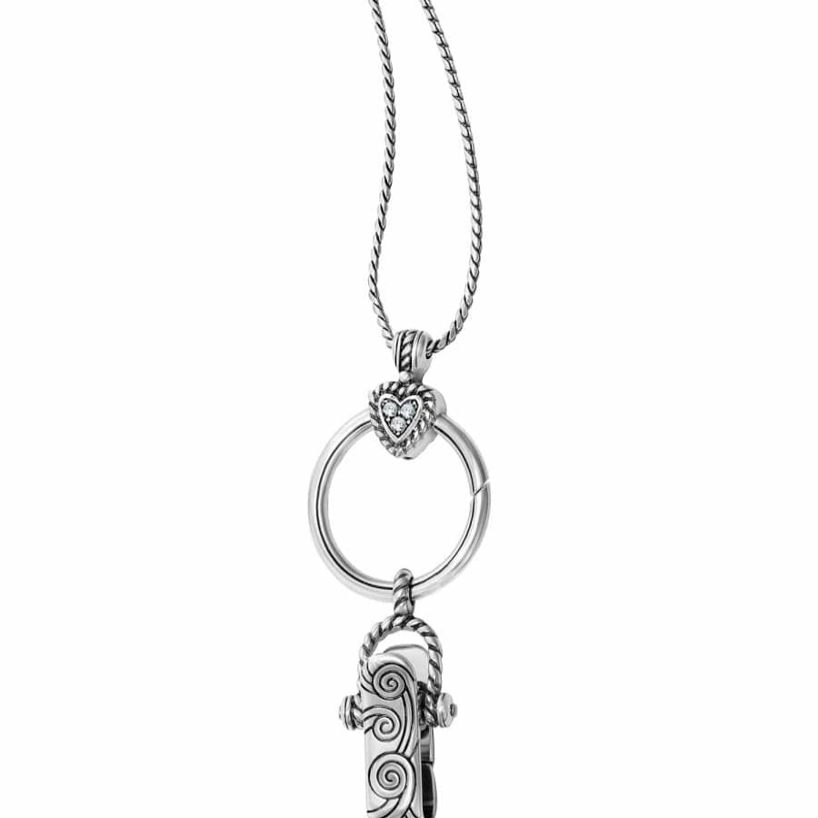 Charms Brighton Collectibles Charm Necklaces & Holders | Heart Charm Reversible Badge Clip Necklace Silver