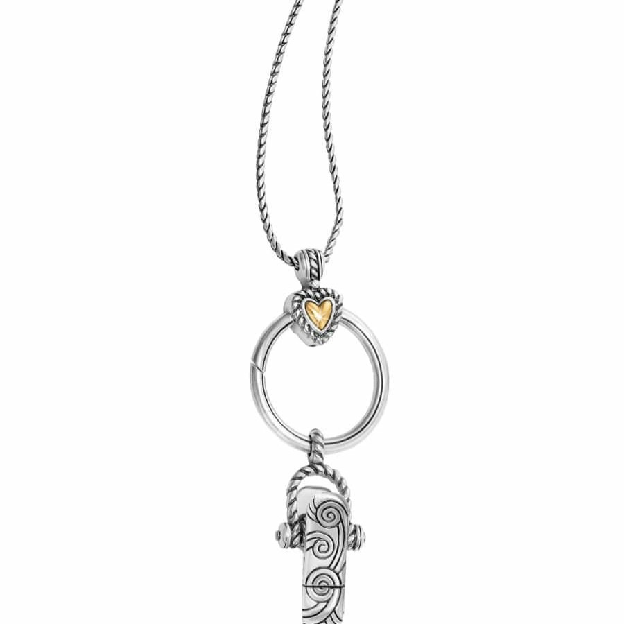 Charms Brighton Collectibles Charm Necklaces & Holders | Heart Charm Reversible Badge Clip Necklace Silver