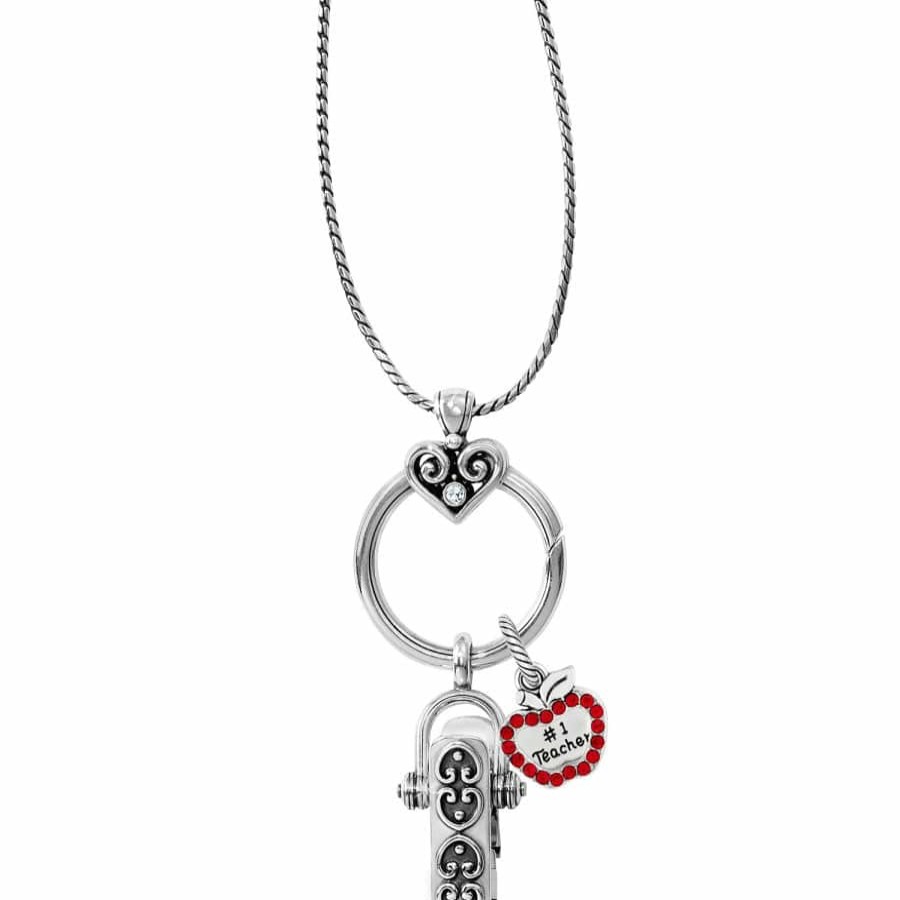 Jewelry Brighton Collectibles Badge & Id Clips | Teacher Heart Alcazar Charm Badge Clip Gift Set Silver-Red