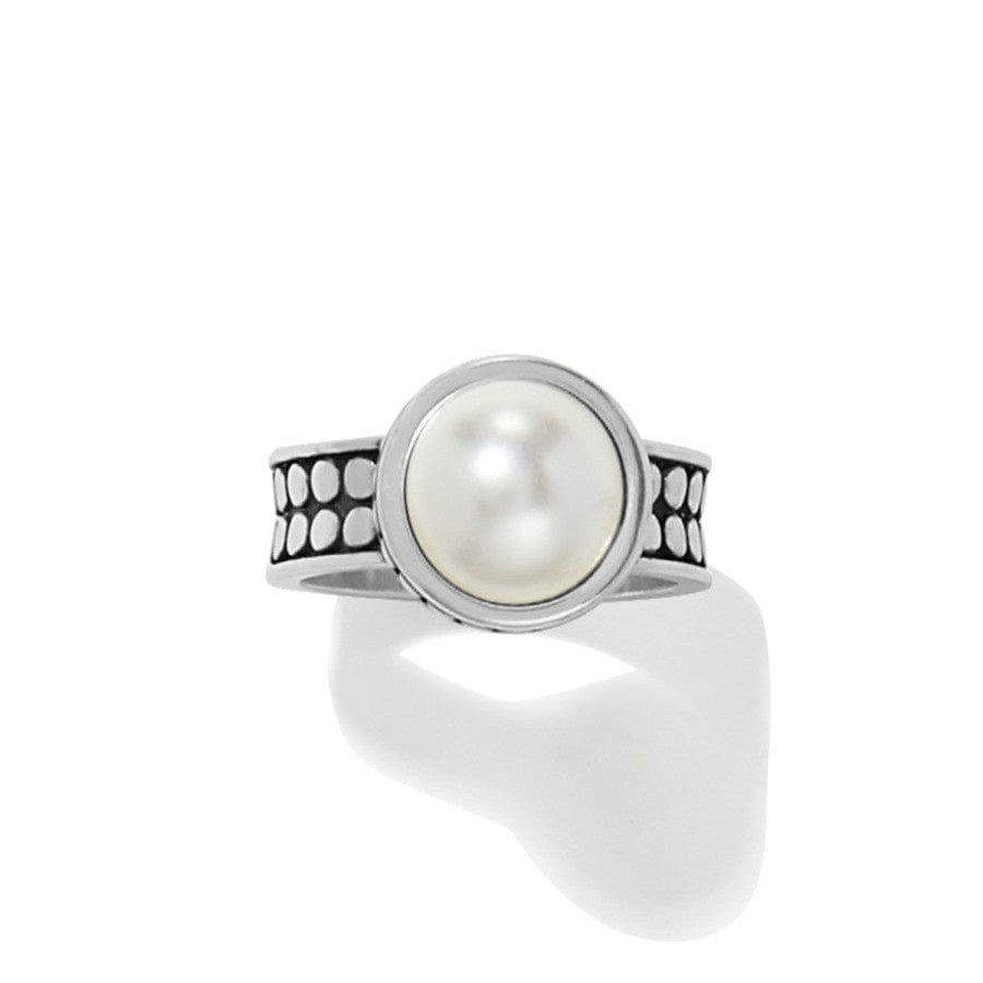 Jewelry Brighton Rings | Pebble Dot Pearl Wide Band Ring Silver-Pearl