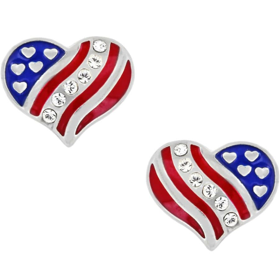 Jewelry Brighton Collectibles Earrings | Hearts And Stripes Mini Post Earrings Silver