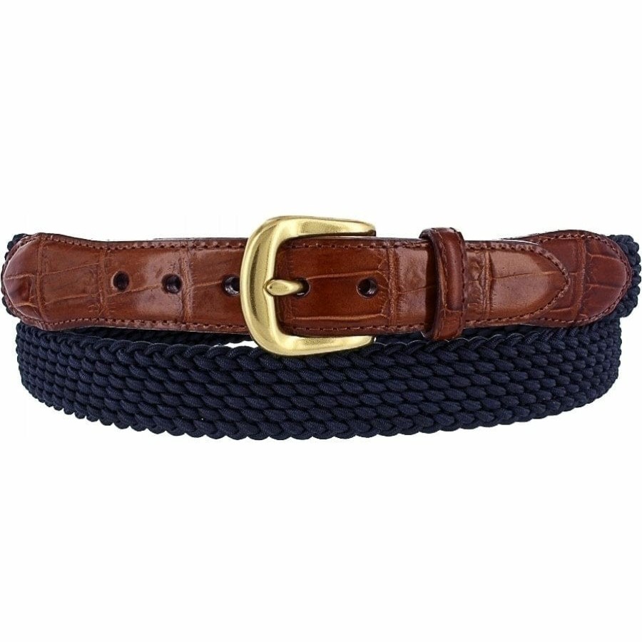 Accessories Brighton Collectibles Men'S Belts & Wallets | Elastic Cord Croco Tab Taper Belt Navy