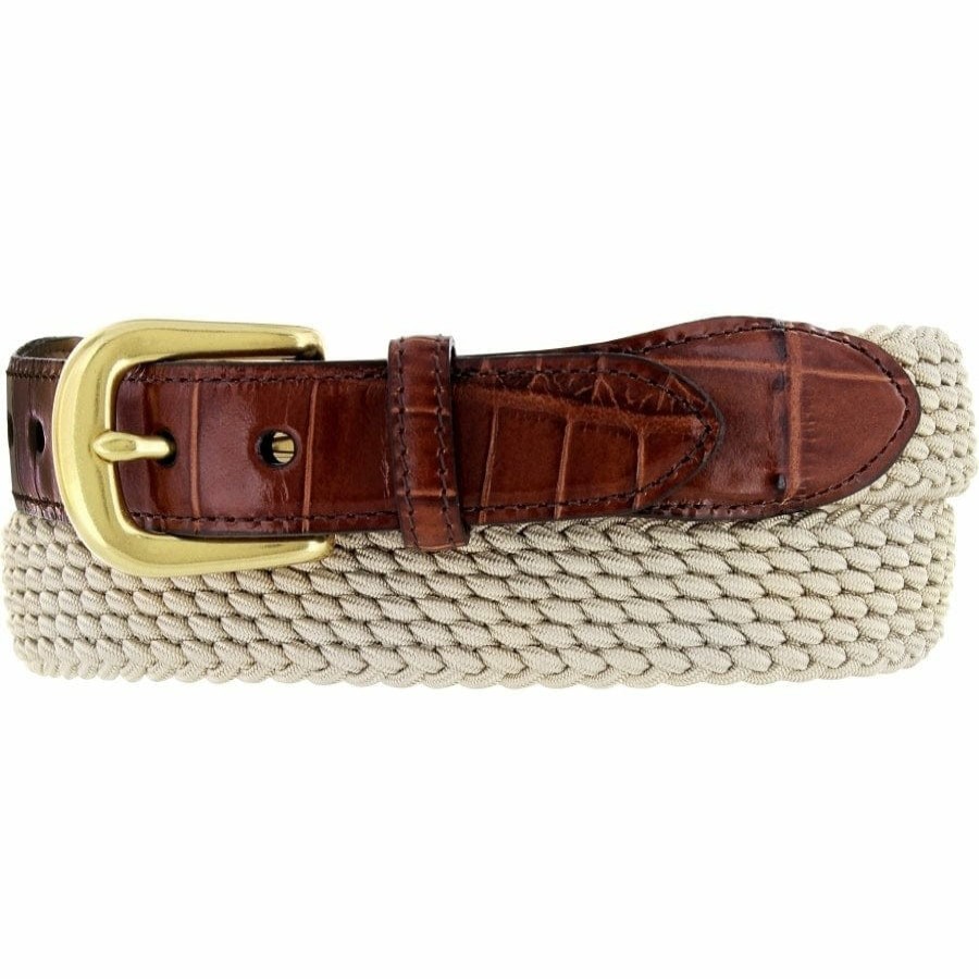 Accessories Brighton Collectibles Men'S Belts & Wallets | Elastic Cord W/ Croco Belt Beige