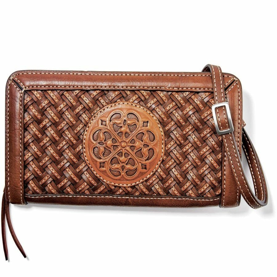 Handbags Brighton Collectibles Wallets & Card Cases | Ferrara Woven Zip Around Wallet Whisky-Cognac