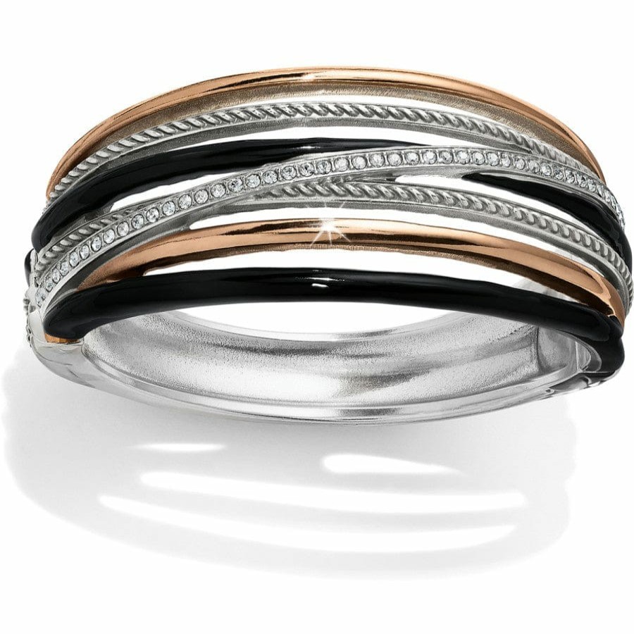 Jewelry Brighton Collectibles Bracelets | Neptune'S Rings Black Hinged Bangle Silver-Gold