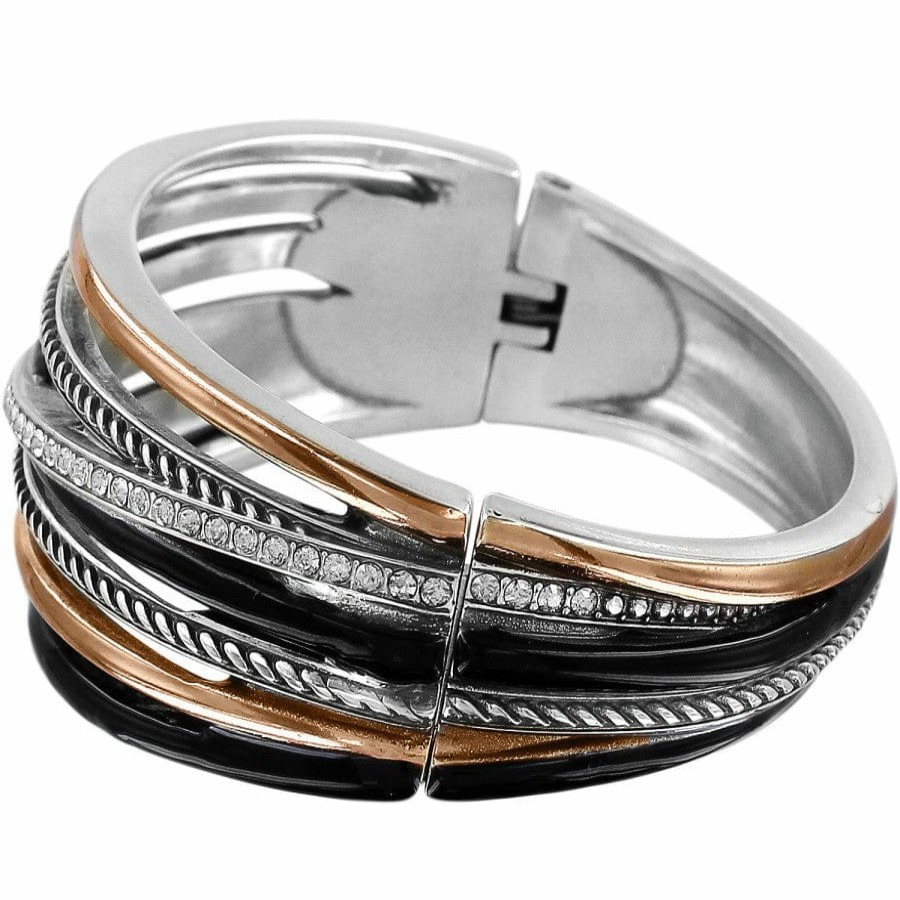 Jewelry Brighton Collectibles Bracelets | Neptune'S Rings Black Hinged Bangle Silver-Gold