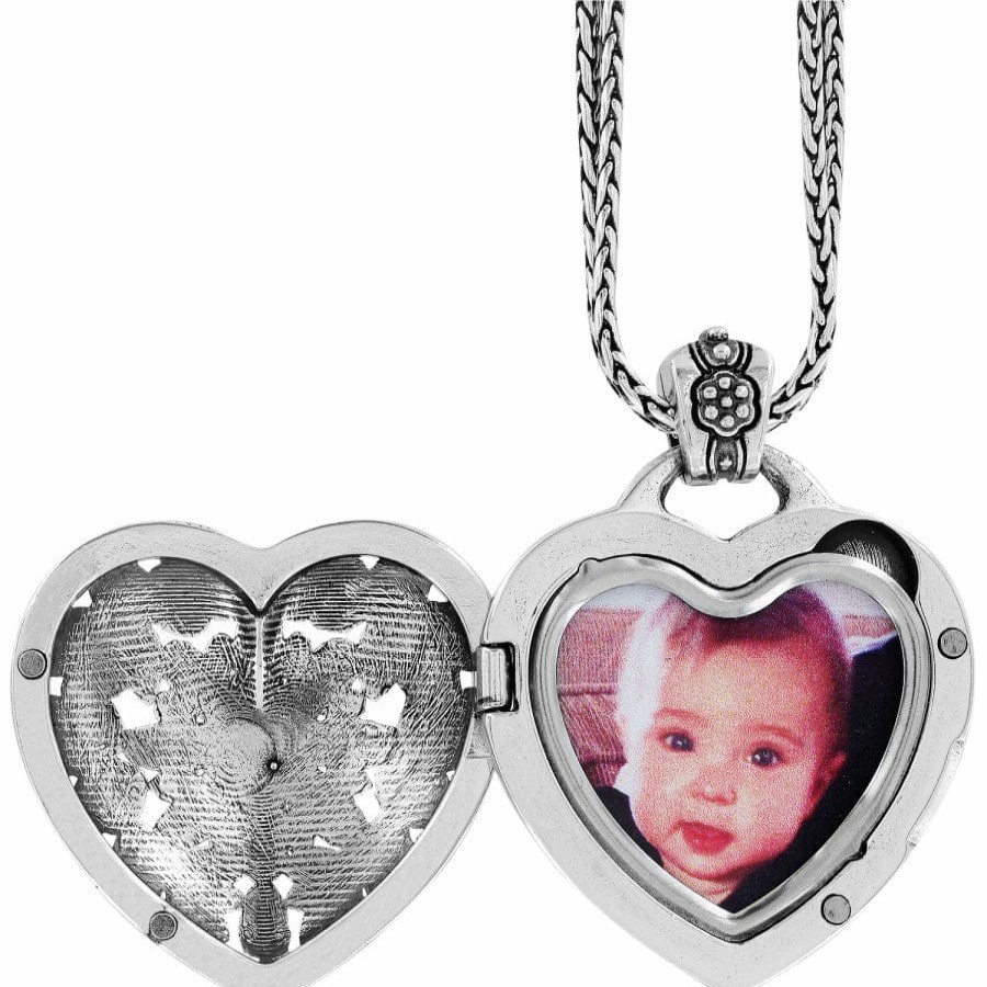 Jewelry Brighton Collectibles Necklaces | Floral Heart Locket Necklace Silver