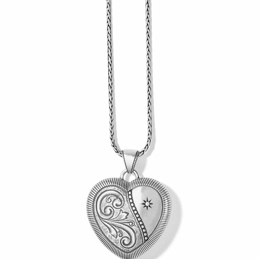 Jewelry Brighton Collectibles Photo Lockets | Essex Heart Convertible Locket Necklace Silver