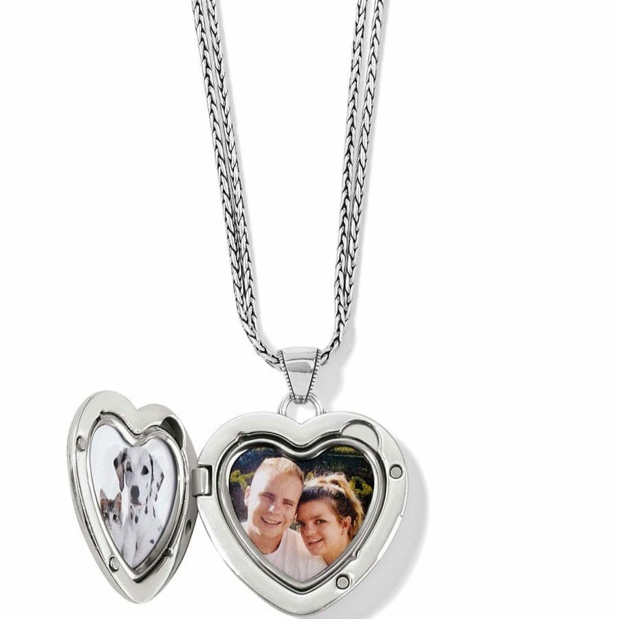 Jewelry Brighton Collectibles Photo Lockets | Essex Heart Convertible Locket Necklace Silver