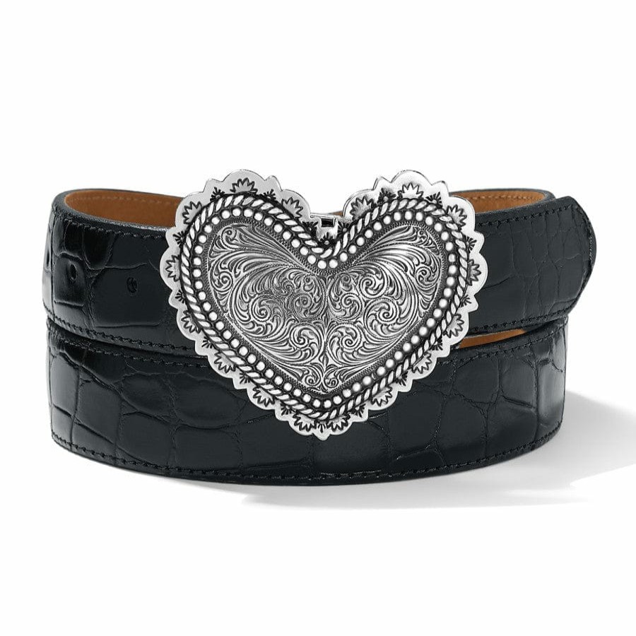 Accessories Brighton Women'S Belts | Heart Of Silver Belt Black