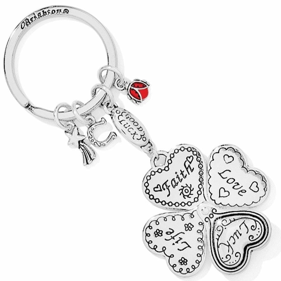 Accessories Brighton Collectibles Key Fobs | Lucky Clover Heart Key Fob Silver