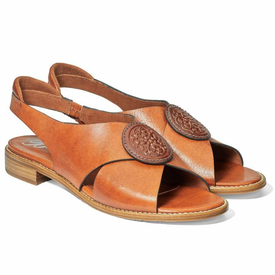 Footwear Brighton Collectibles Sandals | Nicole X Band Sling Sandals Cognac