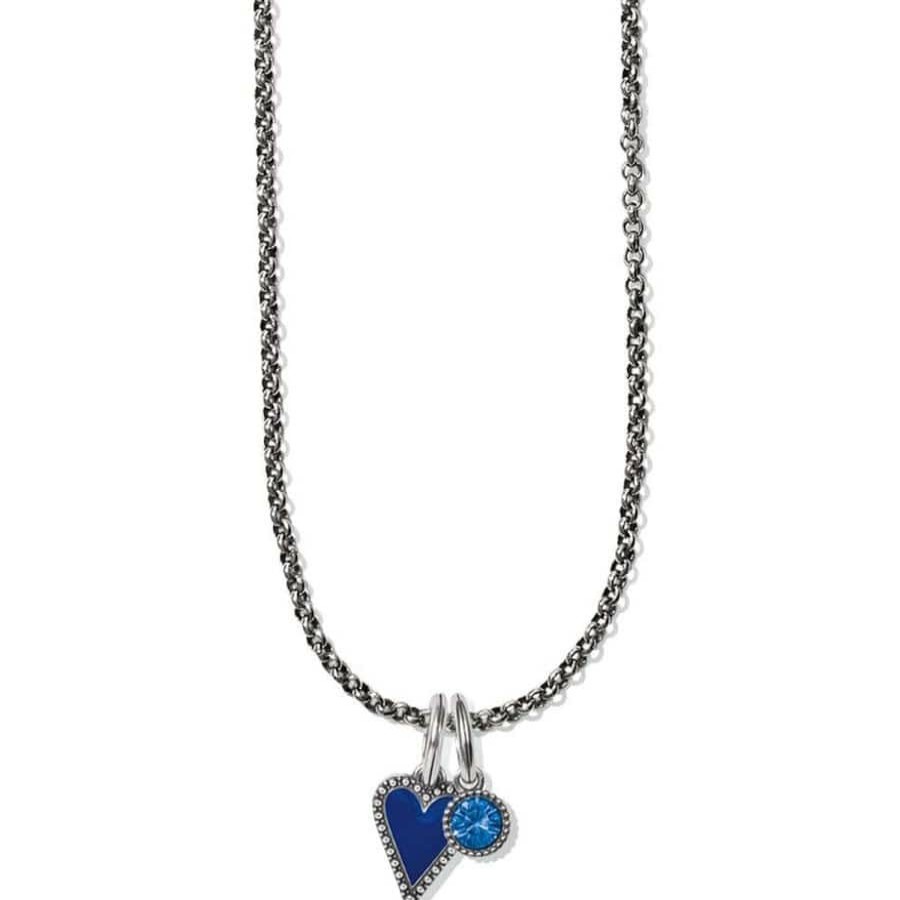 Charms Brighton Collectibles Ready-To-Wear Charm Sets | Dazzling Love Blue Heart Charm Necklace Silver-Blue