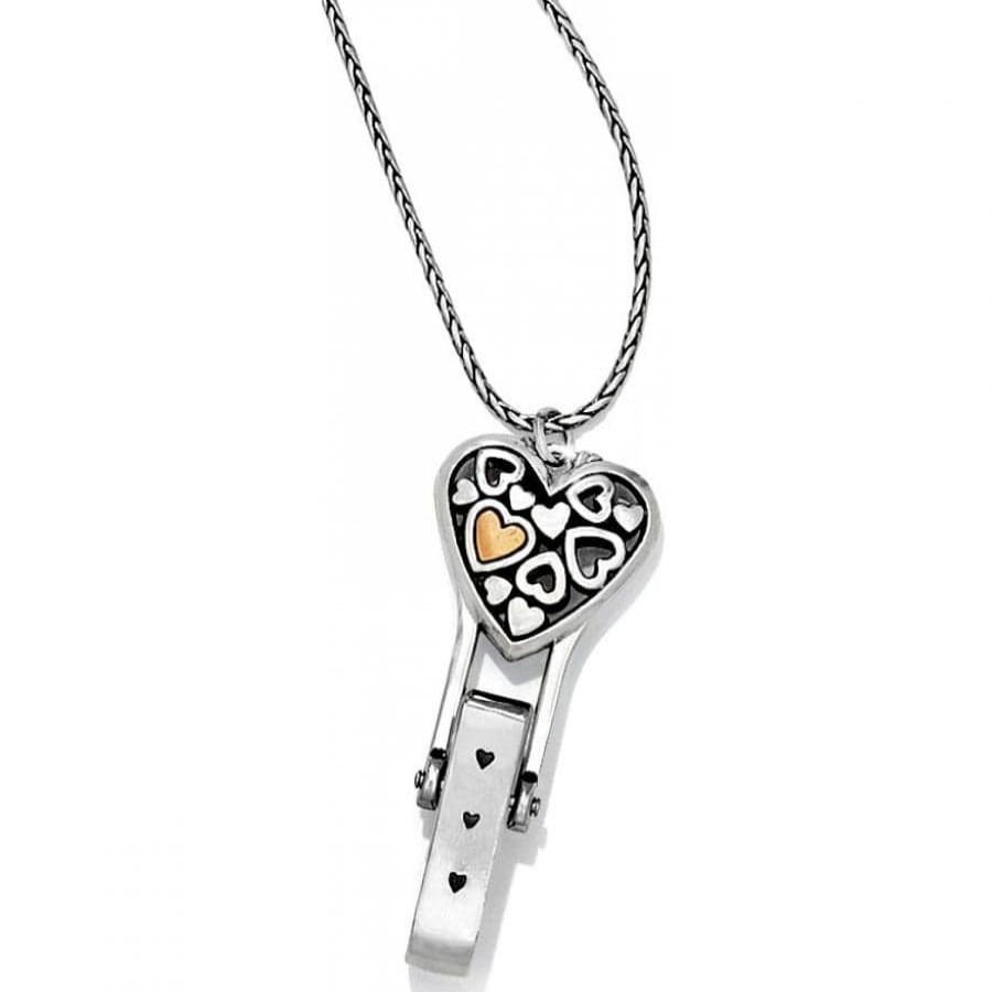 Jewelry Brighton Collectibles Badge & Id Clips | Floating Heart Badge Clip Necklace Silver-Gold