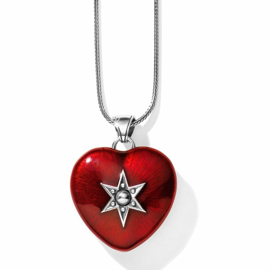 Jewelry Brighton Collectibles Photo Lockets | Loving Heart Convertible Locket Necklace Silver-Red