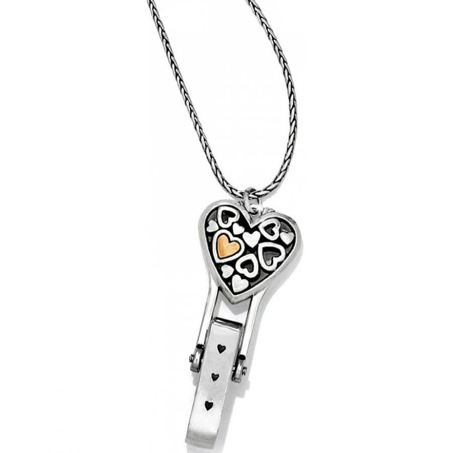 Jewelry Brighton Collectibles Necklaces | Floating Heart Badge Clip Necklace Silver-Gold