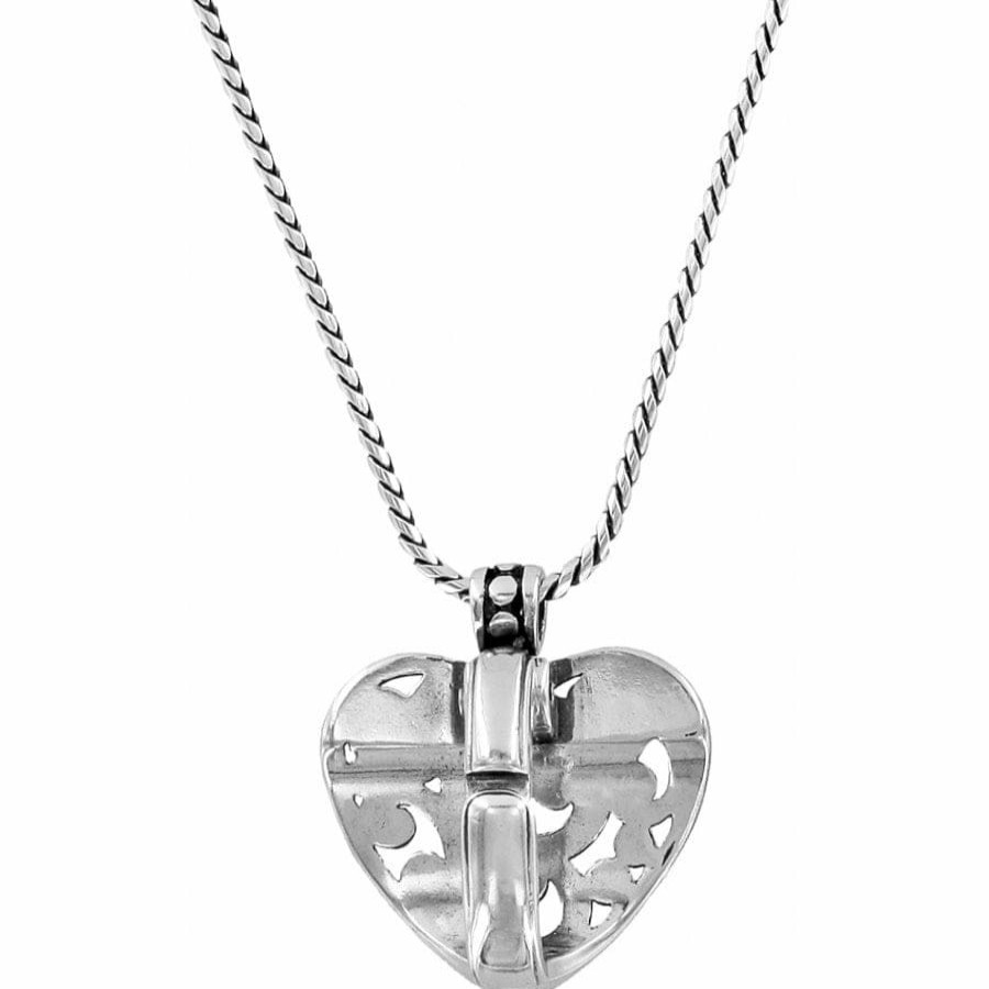 Jewelry Brighton Collectibles Necklaces | Contempo Heart Badge Clip Necklace Silver