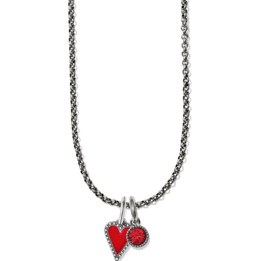 Charms Brighton Collectibles Ready-To-Wear Charm Sets | Dazzling Love Red Heart Charm Necklace Silver-Red