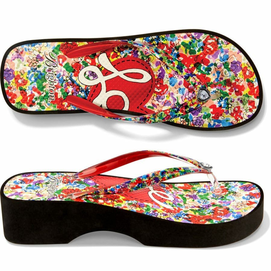 Footwear Brighton Collectibles Flip Flops | Posies Wedge Flip Flops Multi