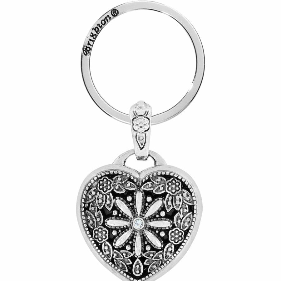 Accessories Brighton Collectibles Key Fobs | Floral Heart Key Fob Silver