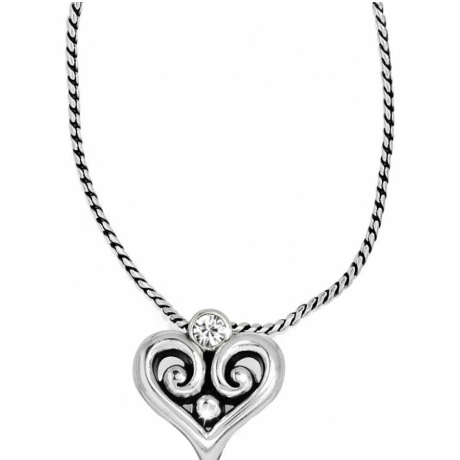 Jewelry Brighton Collectibles Badge & Id Clips | Alcazar Heart Badge Clip Necklace Silver